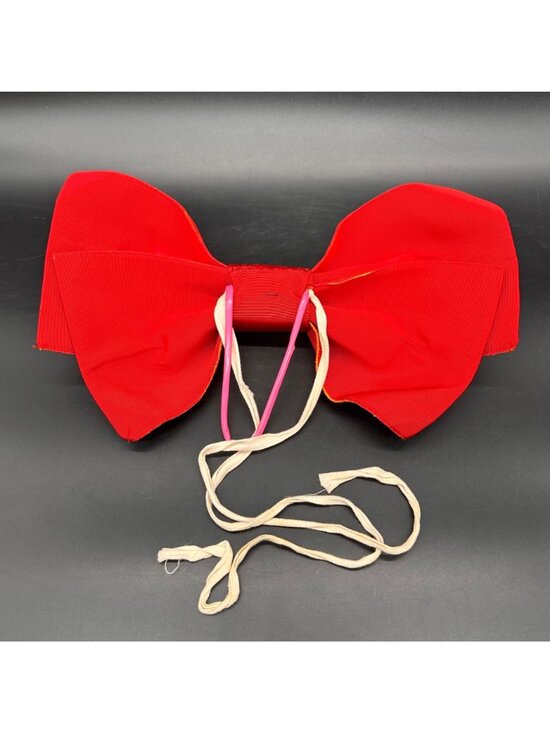 Vintage Japanese Obi Belt Pre Tied Bows Set Red Black Kimono Accessories Retro main image 12